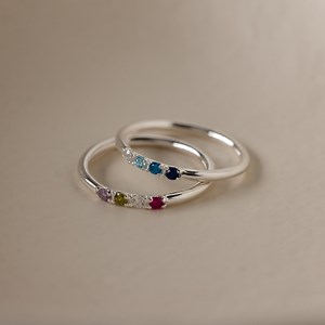 Custom Mini Birthstone Ring by Caitlyn Minimalist • Personalized Gemstone Ring • Dainty Stacking Ring • Silver Jewelry • Mom Gift • RM85 - Etsy