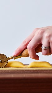 ✨ Agnolotti! ✨ I love these pasta pillows from Piedmont. They come in several different forms, but this is one of the simpler ones and they’re so fun to make. Pressing down on the filling to make the individuals pieces is especially satisfying! And a brass pasta wheel cuts and seals the pasta in one go, so you don’t have to worry about the filling leaking out. I was just playing around with some dough and cheese filling I had left over from a class, but these pair nicely with any butter sauce. �