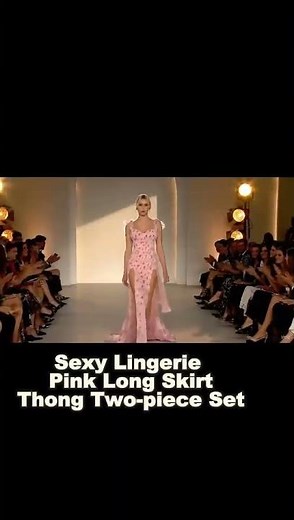 Sexy Lingerie Pink Valentine’s Day Long Skirt + Thong Two-Piece Set