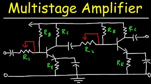 Multistage amplifier circuit using transistor to drive led
