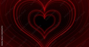 Abstract background loop with red hearts neon light Stock Video