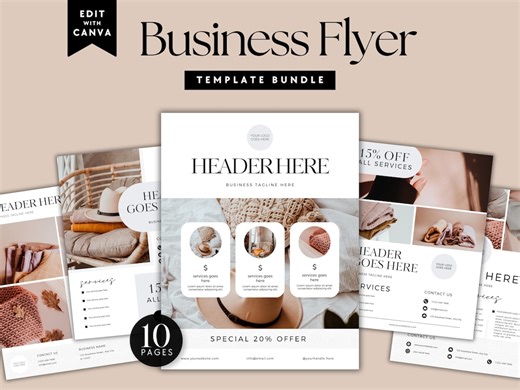 Business Flyer Bundle Canva Template, One Page Marketing Flyer, Editable Printable Services, Small Business Templates, Canva Flyer Design - Etsy