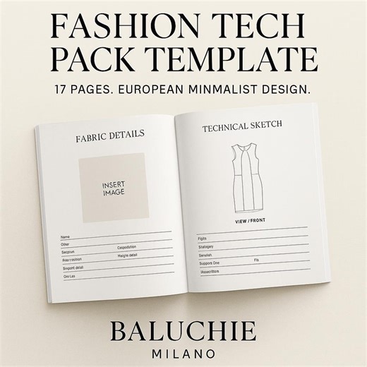 Fashion Tech Pack Template – Clothing Designer Spec Sheet (pdf/canva) - Etsy