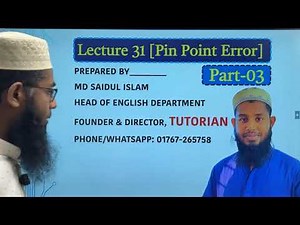 Lecture 31 [Pin Point Error] Part-3