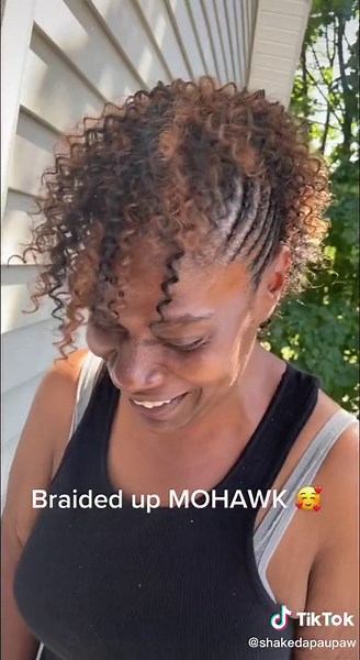 Fungi Braided Mohawk Hairstyle for Black Girls