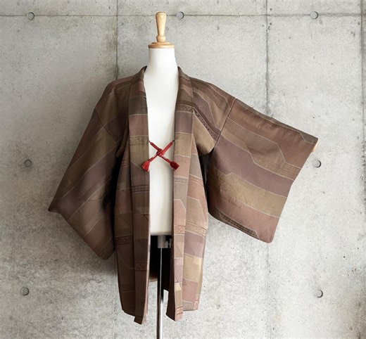 F1744: Japanese Vintage Kimono Haori, Jacket, Robe, Dress. Gray. Brown. - Etsy