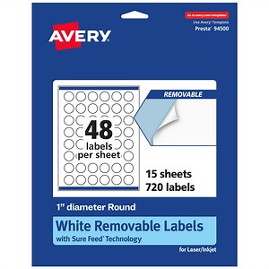 Avery Removable Round Labels, 1" Diameter, 720ct
