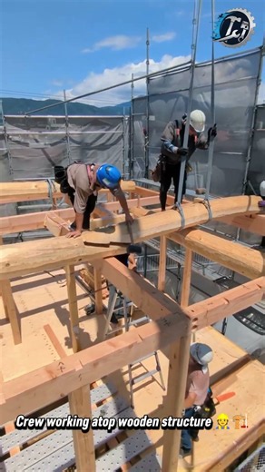Timber Framing High Above The City 🏗️🪵 #TimberFrame #Construction #WoodworkCraft