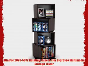 Atlantic 2823-5872 Rotating Cube 4-Tier Espresso Multimedia Storage Tower