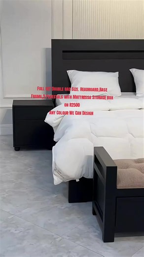 Full Double Bed Set R2500 — Headboard, Base, 2 Pedestals Mattress