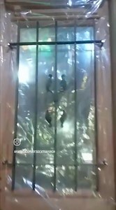 Puerta doble en CEDRO estilo antiguo con vidrios y rejas incluidas y molduras con apliques superpuestos en las dos hojas y banderola fija superior 160x240 EXTRA PORCH 1150946975 #puertas #portones | Fabrica de Puertas