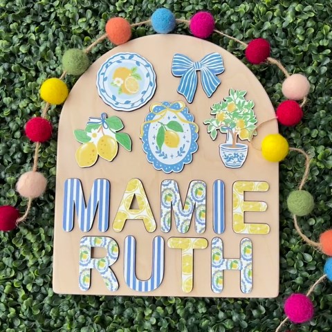 Personalized Wooden Name Puzzle, Lemon Nursery Decor, Custom Baby Name Puzzle, Blue Yellow Baby Gift, Toddler Name Puzzle - Etsy