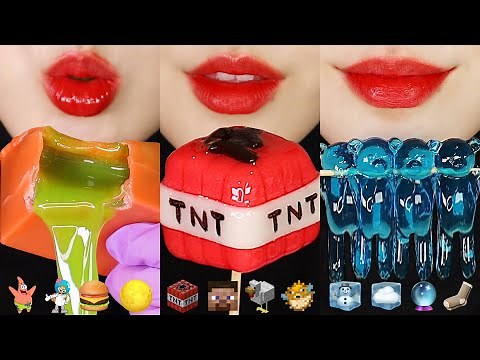 11MINUTES EMOJI EATING ASMR FOR SLEEP, MINECRAFT FOOD, WAX CANDY HONEY JELLY ASMR 🐔