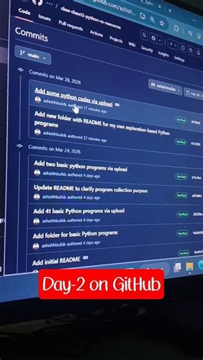 Day 2 on GitHub 🚀 2 commits + new folder #github #coding #day2 #python