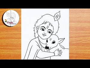 Beautiful Krishna with Cow Drawing | Easy Drawing | How to Draw Krishna