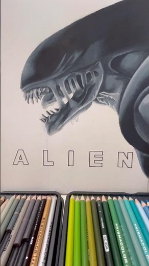 Drawing a Xenomorph from Alien #drawing #art #coloring #colorpencil #alien #aliens #xenomorph
