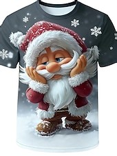 Christmas Men's Santa Claus T Shirt Short Sleeve T shirt 3D Print Crew Neck Shirt Daily Designer Artistic Vacation Party Street Black Dark Gray Black Gray All Seasons Clothing Apparel S M L XL XXL 2025
