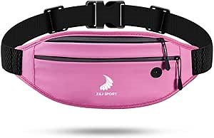 Z&J SPORT PU Leather Waterproof waist bag/Double Pocket Waist bag/with Reflective Strap and Logo for Outdoor activities for Sailing, Cycling, Boating, Kayaking, Paddling, Surfing, Hiking (Pink)