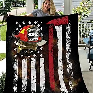 Firefighter Blanket, Custom Blanket, Custom Firefighter Gift, Firefighter Blanket, Firefighter Gifts, Gifts for Firefighter, Style M4