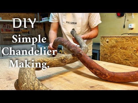 'Make a Rustic Chandelier Using Just Two Branches / Wooden Chandelier Making / Woodworking