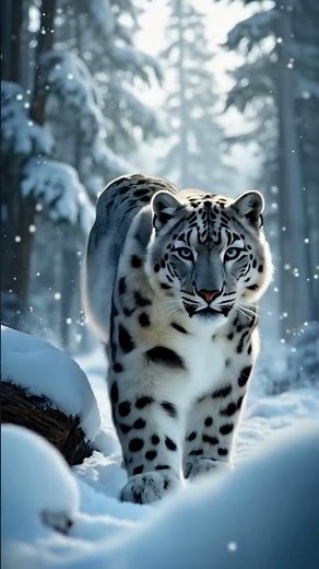 Snow Leopard in the Winter Forest 🐆❄️ | Animal Short for Kids #kidsshorts
