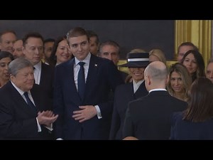 VIDEO | Barron Trump towers over guests at President Trump's inauguration