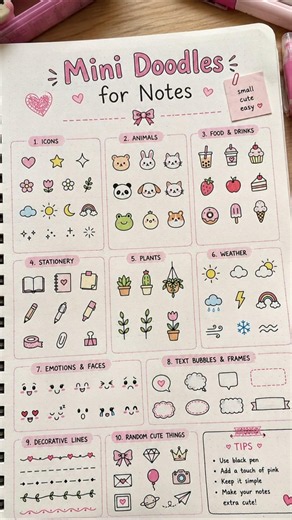 🎀 Mini Doodles for Notes | Easy & Cute Drawing Ideas#doodles#notes #stationery#aesthetic#ytshorts