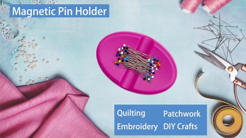 Hilltian Magnetic Pin Holder with 100 PCS Plastic Head Pins, Magnetic Pincushion with Drawer for Sewing Quilting (Pink)