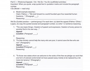 Part C - Rhetorical Appeals: I Do / We Do / You Do (scaffolded ... | Filo