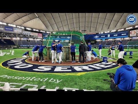 Tokyo Series: Dodgers first workout including fielding, running and hitting at Tokyo Dome