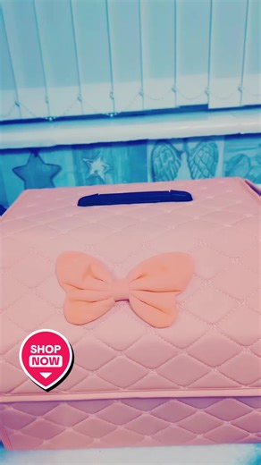 pretty pink bow storage box comes in all different sizes and colours really good quality #storage #storagehacks #storagemakeup #fyp #tiktokmademebuyit