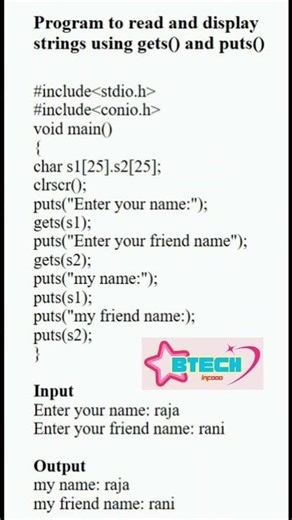gets() and puts() function Example#coding#clanguage#codingskills#exampreparation#exam#btech#viral.