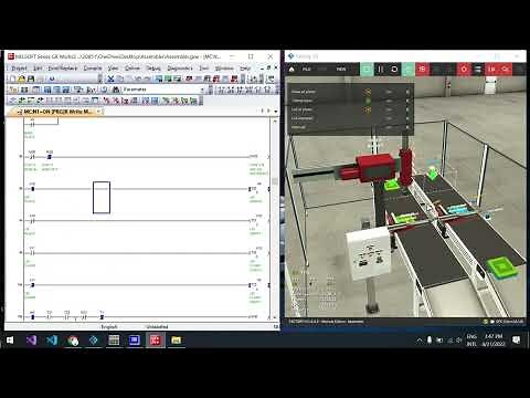 Factory IO Scene Assembler | PLC Mitsubishi with Factory IO , Mx OPC Sever 2022 | Tutorial 3