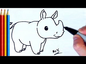 (fast-version) How to Draw Rhino - Step by Step Tutorial For Kids