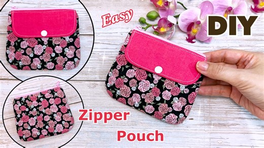Easy to Make | How to Make Zipper Pouch & Coin Purse | #diy #pouch #pouchbag #sewingideas #sewing #sewingmachine #sewingtips #diyprojectsideas #giftideas #coinpurse #diybags #bagtutorial #sewingtutorial | P&K Handmade