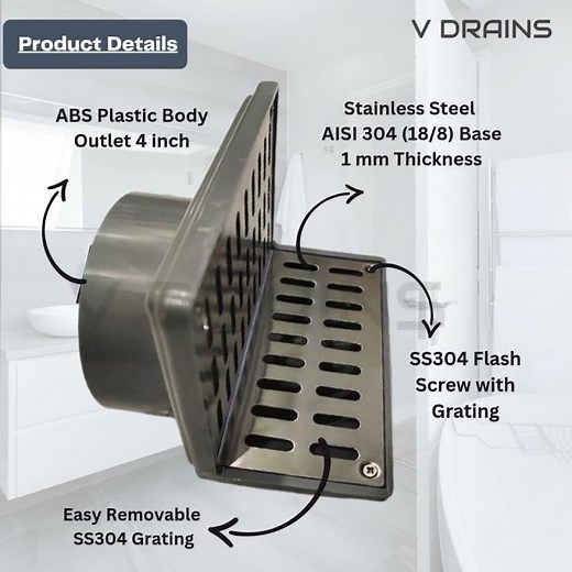 V Drains Big 4 inches outlet Parapet Scupper Floor Drain (ABS304)