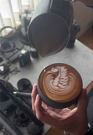 Enjoying a Relaxing Coffee Break with Latte Art