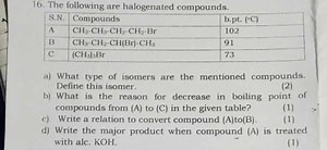16. The following are halogenated compounds.\begin{tabular} { ... | Filo