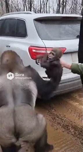 Gorilla Mother Saves Baby From Wolves #GorillaRescue #WildLifeDrama #HeroMom