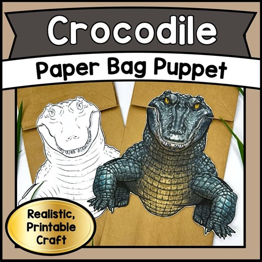 Crocodile | Paper Bag Puppet | Printable Craft | Crocodiles - Etsy