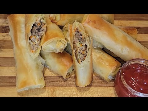 Phyllo (Filo) Pastry Spring Rolls | Baked Spring Rolls