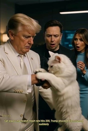 Trump Shows Smartwatch… Cat Interrupts 😹⌚ Heart Rate Goes Wild at 200 BPM