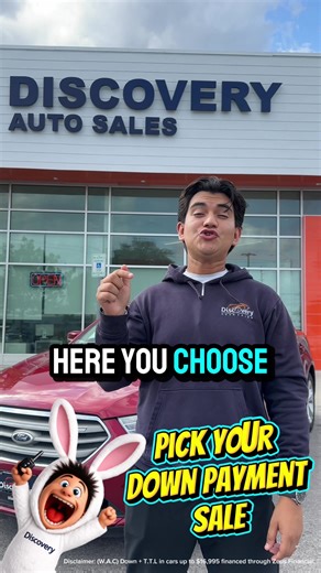 🚨 Pick your down payment!!! At Discovery Auto Sales, YOU decide how much to put down: 👉 $599 ttl 👉 $799 ttl 👉 $999 ttl 💳 Apply with a soft pull, no impact on your credit! 🚗 Over 50 vehicles available All makes. All styles. On cars $16,995 or less Bad credit? No credit? No problem!! we help you build or rebuild your credit 💼 If you’re working, you’re pre-approved ⏳ Offer valid through April 18 or until inventory runs out 👇 Don’t wait, apply today and drive home your car 📍 Discovery Auto 