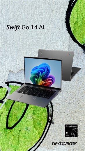 2.4K views · 14 reactions | Crafted for those who move at the speed of thought! The new Swift Go 14 AI is supercharged with revolutionary performance and a 28-hour battery life, promising relentless performance for work and play. All thanks to #Snapdragon X Plus 8-core! ✅ Snapdragon X Plus 8-core processor with up to 45 TOPS NPU ✅ Adreno GPU with up to 1.7 TFLOPS ✅ Up to 20 hours of web browsing | Acer Philippines | Facebook