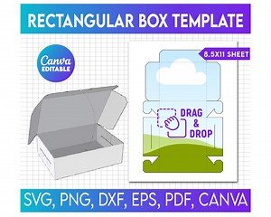 Rectangle Box Template, Rectangular Box, Classic Box, Simple Box SVG, DXF, PDF, Cricut, Shipping Box, Rectangle Gift Box - Etsy