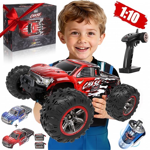 Hot Bee Remote Control Car High Speed RC Cars, 1:10 Scale 30mph 4WD Off Road Monster Trucks,Christmas Gift for Boys Adults