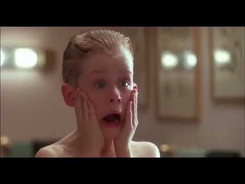 "Home Alone" 1990 Film - Kevin Shaves - Kevin Screams in Bathroom - Bathroom Scene. Kevin Burns