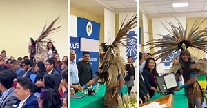 Student honors ancestors by dressing up in Indigenous attire on graduation day