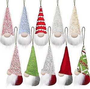 10 Pack Gnome Christmas Decorations, Gnomes Christmas Tree Ornaments .Gnome Christmas Ornaments.Christmas Gnomes,Gnomes.Gnomes Christmas Tree Ornaments