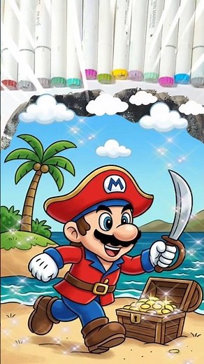 🏴‍☠️🎨 Pirate Super Mario's Treasure Hunt! 💰 | Satisfying Paint Art Magic Finger Snap Reveal #mario